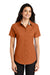 Port Authority L508 Womens Easy Care Wrinkle Resistant Short Sleeve Button Down Shirt Texas Orange Front