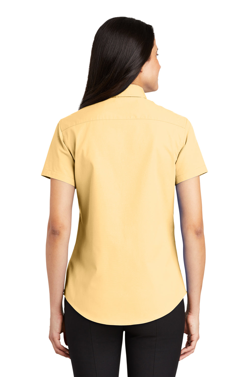 Port Authority L508 Womens Easy Care Wrinkle Resistant Short Sleeve Button Down Shirt Yellow Back