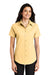 Port Authority L508 Womens Easy Care Wrinkle Resistant Short Sleeve Button Down Shirt Yellow Front