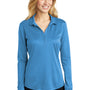 Port Authority Womens Silk Touch Performance Moisture Wicking Long Sleeve Polo Shirt - Carolina Blue