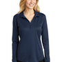 Port Authority Womens Silk Touch Performance Moisture Wicking Long Sleeve Polo Shirt - Navy Blue