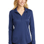 Port Authority Womens Silk Touch Performance Moisture Wicking Long Sleeve Polo Shirt - Royal Blue