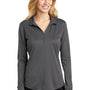 Port Authority Womens Silk Touch Performance Moisture Wicking Long Sleeve Polo Shirt - Steel Grey