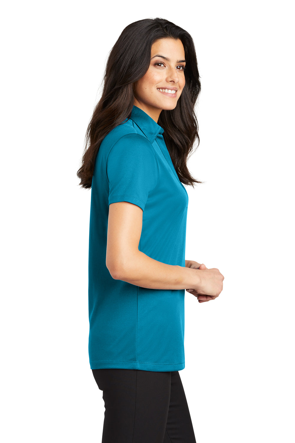 Port Authority Womens Silk Touch Performance Moisture Wicking Short Sleeve Polo Shirt Parcel Blue Side