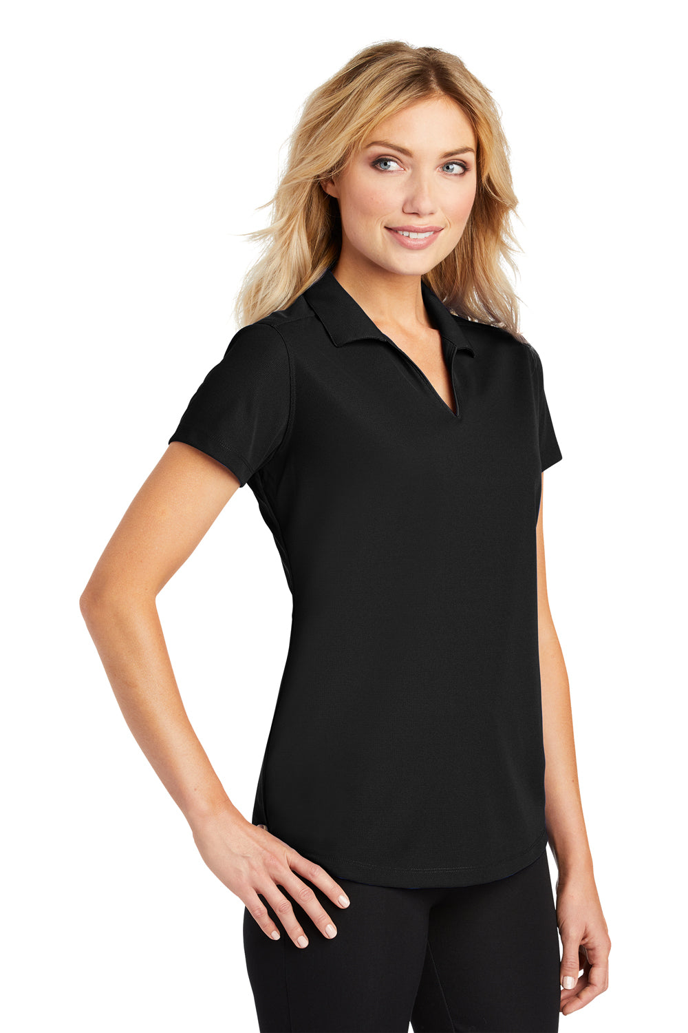 Port Authority L572 Womens Dry Zone Moisture Wicking Short Sleeve Polo Shirt Black 3Q