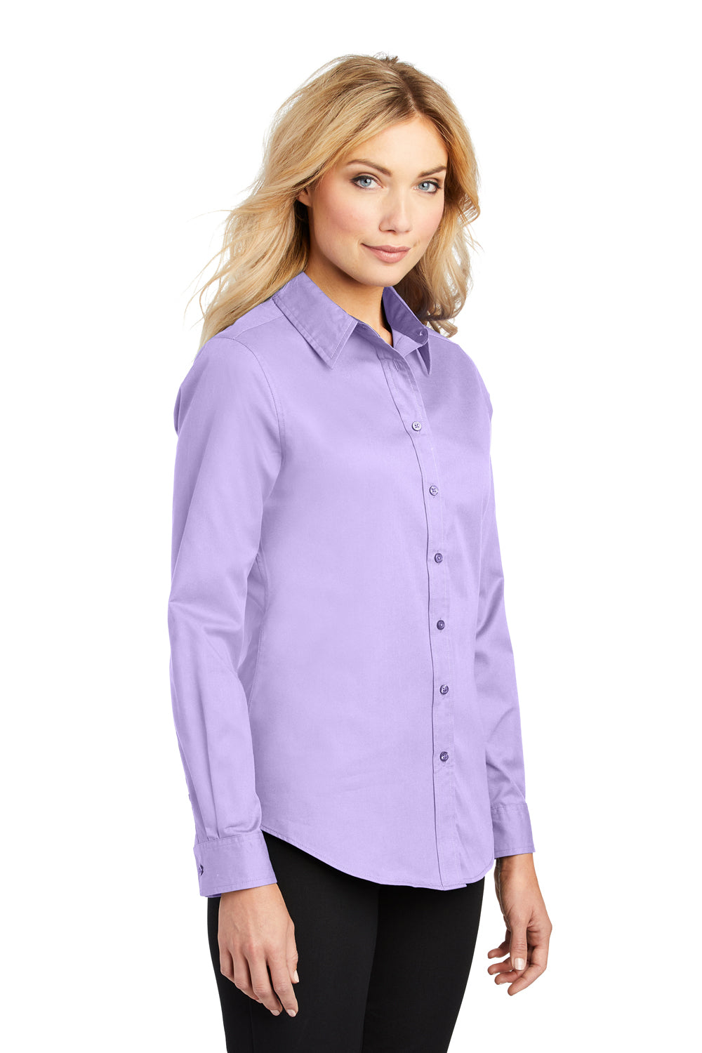 Port Authority L608 Womens Easy Care Wrinkle Resistant Long Sleeve Button Down Shirt Bright Lavender Purple 3Q