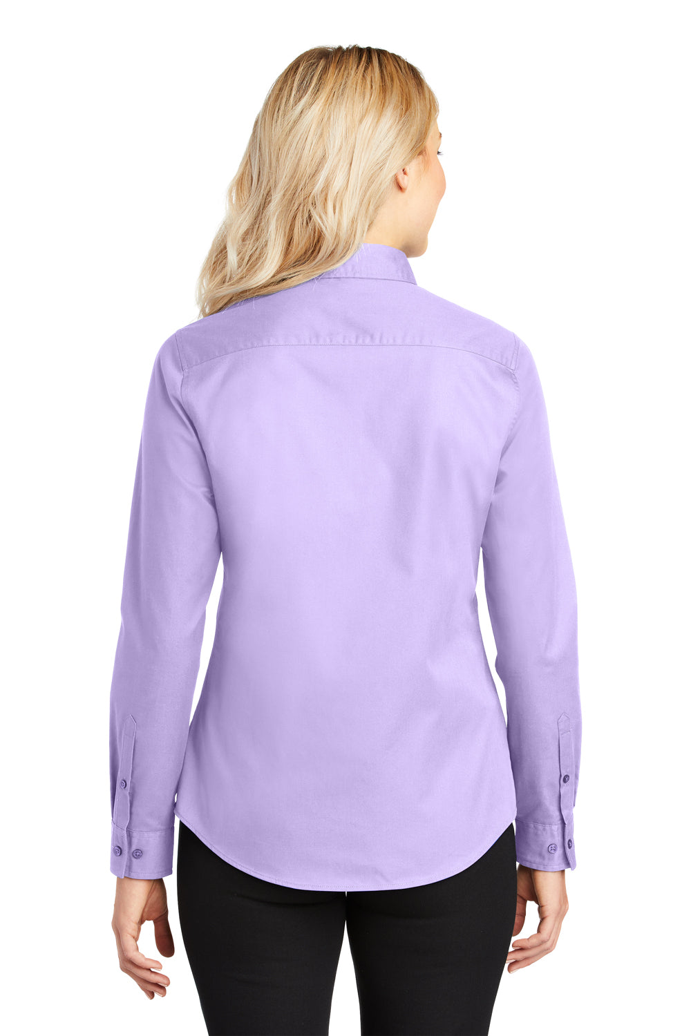Port Authority L608 Womens Easy Care Wrinkle Resistant Long Sleeve Button Down Shirt Bright Lavender Purple Back