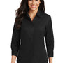 Port Authority Womens Easy Care Wrinkle Resistant 3/4 Sleeve Button Down Shirt - Black