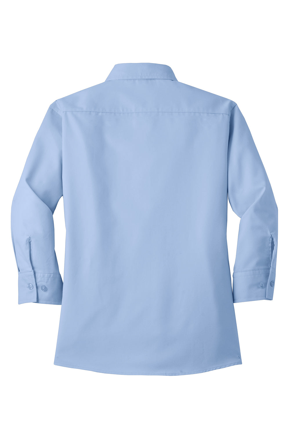 Port Authority L612 Womens Easy Care Wrinkle Resistant 3/4 Sleeve Button Down Shirt Light Blue Flat Back