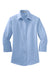 Port Authority L612 Womens Easy Care Wrinkle Resistant 3/4 Sleeve Button Down Shirt Light Blue Flat Front