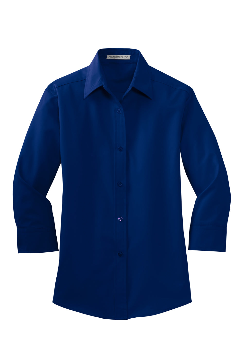 Port Authority L612 Womens Easy Care Wrinkle Resistant 3/4 Sleeve Button Down Shirt Mediterranean Blue Flat Front