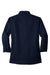Port Authority L612 Womens Easy Care Wrinkle Resistant 3/4 Sleeve Button Down Shirt Navy Blue Flat Back