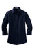 Port Authority L612 Womens Easy Care Wrinkle Resistant 3/4 Sleeve Button Down Shirt Navy Blue Flat Front
