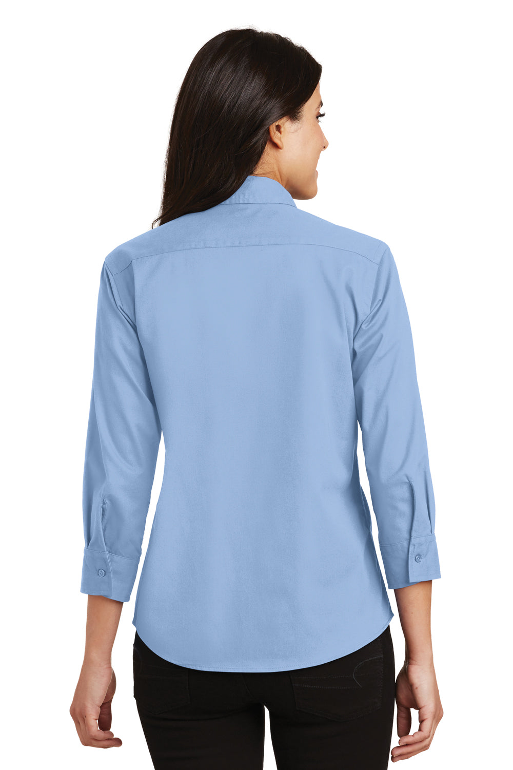 Port Authority L612 Womens Easy Care Wrinkle Resistant 3/4 Sleeve Button Down Shirt Light Blue Back