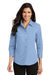 Port Authority L612 Womens Easy Care Wrinkle Resistant 3/4 Sleeve Button Down Shirt Light Blue Front
