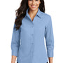 Port Authority Womens Easy Care Wrinkle Resistant 3/4 Sleeve Button Down Shirt - Light Blue