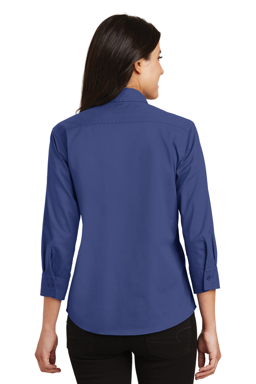 Port Authority L612 Womens Easy Care Wrinkle Resistant 3/4 Sleeve Button Down Shirt Mediterranean Blue Back
