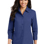 Port Authority Womens Easy Care Wrinkle Resistant 3/4 Sleeve Button Down Shirt - Mediterranean Blue