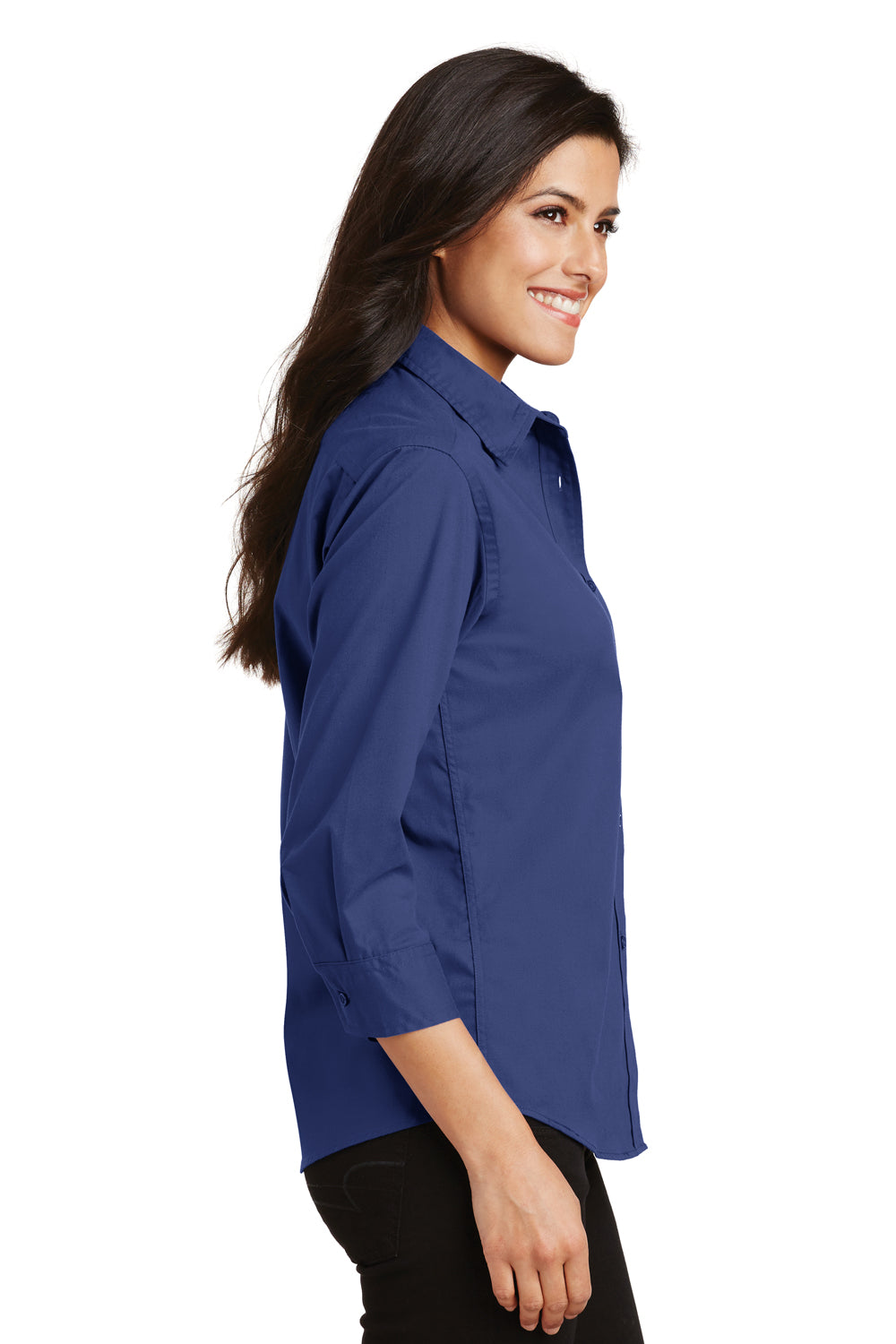 Port Authority L612 Womens Easy Care Wrinkle Resistant 3/4 Sleeve Button Down Shirt Mediterranean Blue Side