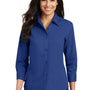 Port Authority Womens Easy Care Wrinkle Resistant 3/4 Sleeve Button Down Shirt - Royal Blue