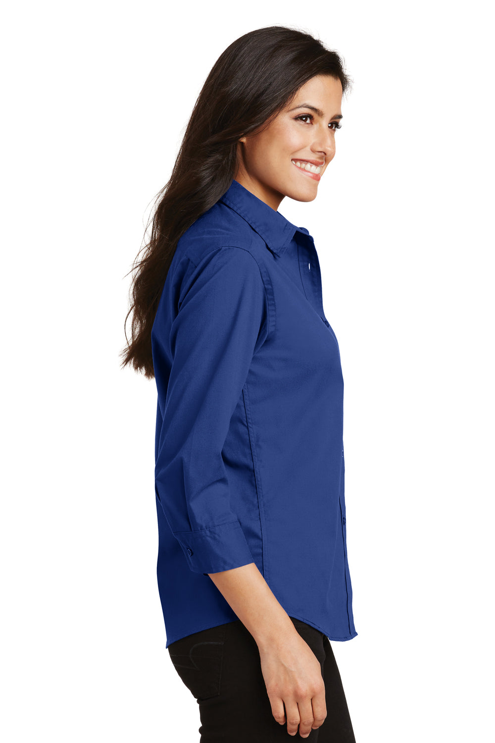 Port Authority L612 Womens Easy Care Wrinkle Resistant 3/4 Sleeve Button Down Shirt Royal Blue Side