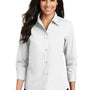 Port Authority Womens Easy Care Wrinkle Resistant 3/4 Sleeve Button Down Shirt - White