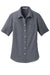 Port Authority L659 Womens SuperPro Oxford Wrinkle Resistant Short Sleeve Button Down Shirt w/ Pocket Black Flat Front