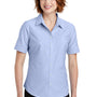 Port Authority Womens SuperPro Oxford Wrinkle Resistant Short Sleeve Button Down Shirt w/ Pocket - Oxford Blue