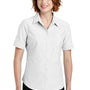 Port Authority Womens SuperPro Oxford Wrinkle Resistant Short Sleeve Button Down Shirt w/ Pocket - White