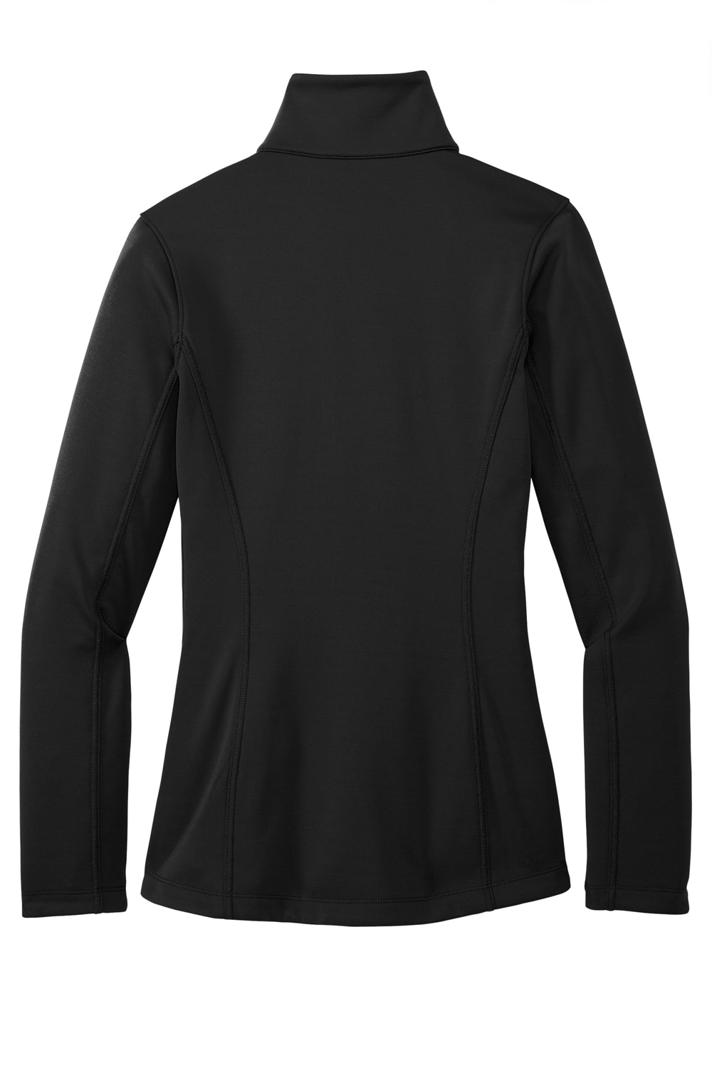 Port Authority L804 Womens Smooth Fleece 1/4 Zip Hooded Jacket Deep Black Flat Back