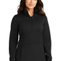 Port Authority Womens Smooth Fleece 1/4 Zip Hooded Jacket - Deep Black
