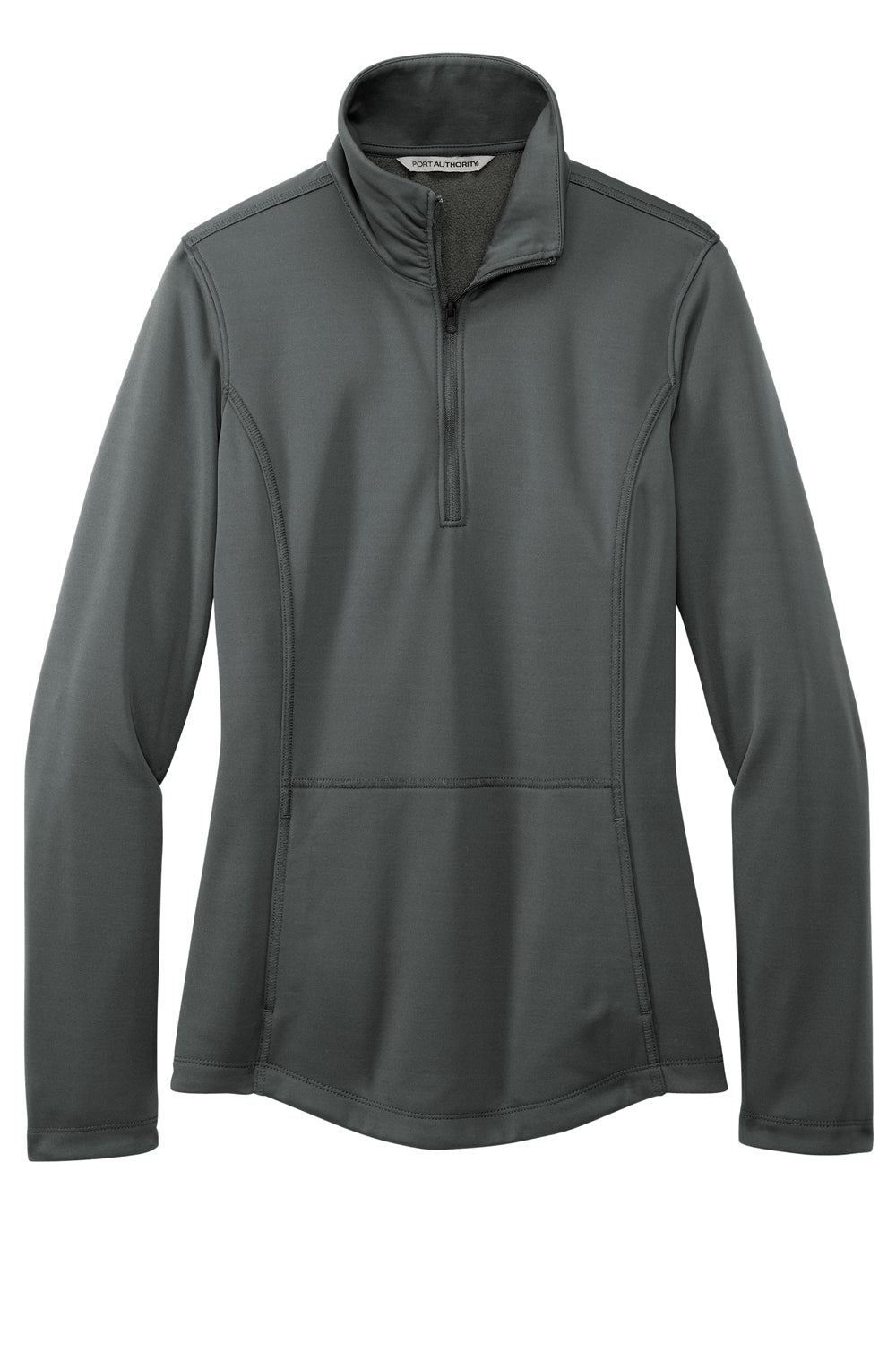 Port Authority L804 Womens Smooth Fleece 1/4 Zip Hooded Jacket Graphite Grey Flat Front
