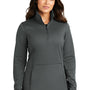 Port Authority Womens Smooth Fleece 1/4 Zip Hooded Jacket - Graphite Grey