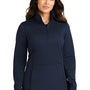 Port Authority Womens Smooth Fleece 1/4 Zip Hooded Jacket - River Navy Blue
