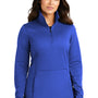 Port Authority Womens Smooth Fleece 1/4 Zip Hooded Jacket - True Royal Blue