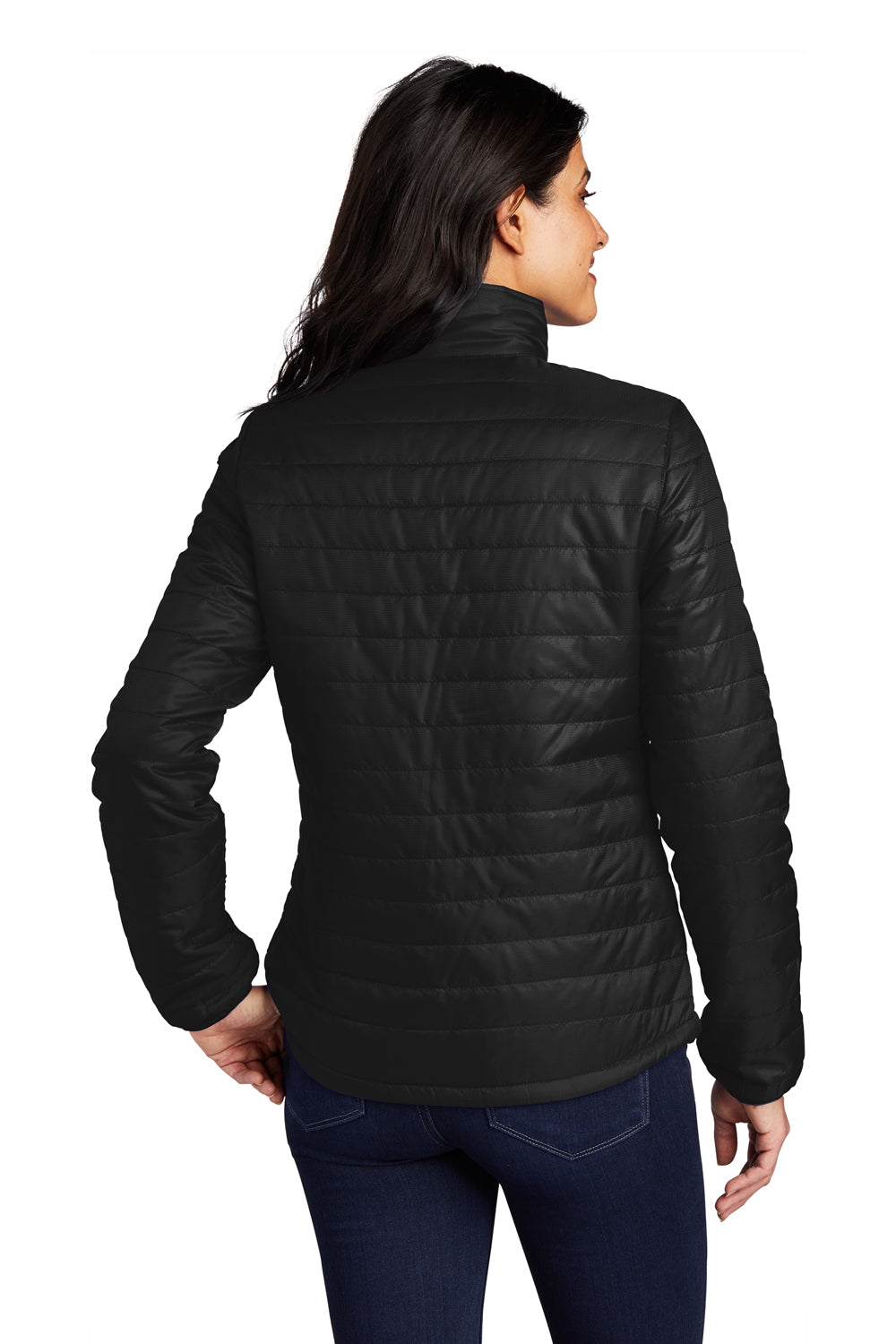 Port Authority Womens Packable Puffy Full Zip Jacket Deep Black Side