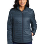 Port Authority Womens Water Resistant Packable Puffy Full Zip Jacket - Regatta Blue/River Navy Blue