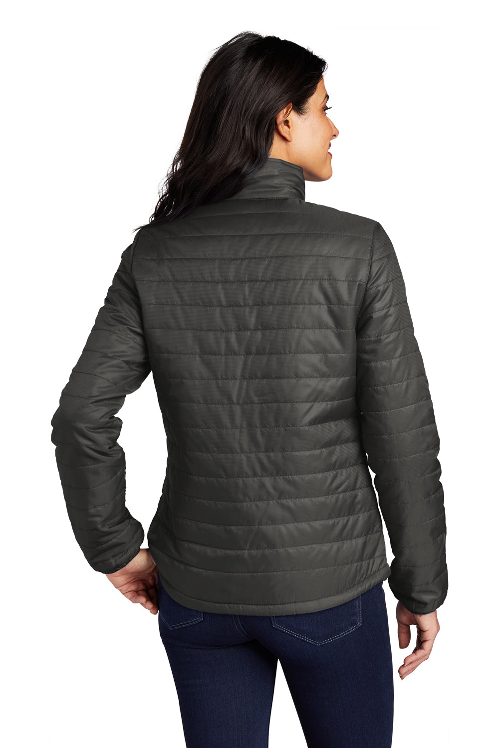Port Authority Womens Packable Puffy Full Zip Jacket Sterling Grey/Graphite Grey Side