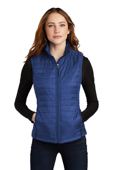 Port Authority Womens Packable Puffy Full Zip Vest Cobalt Blue Front