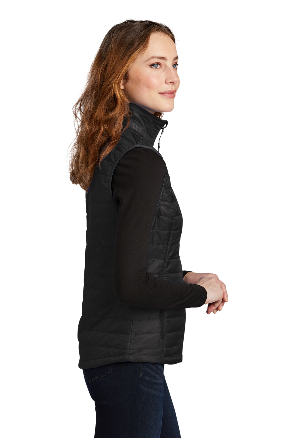Port Authority Womens Packable Puffy Full Zip Vest Deep Black Side