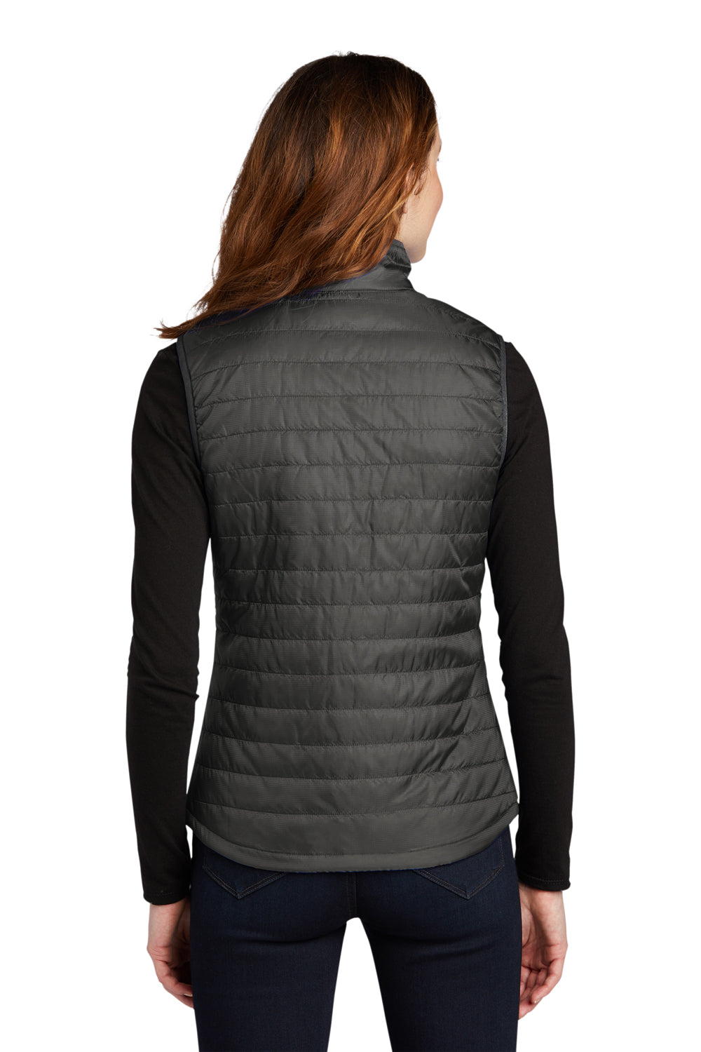 Port Authority Womens Packable Puffy Full Zip Vest Sterling Grey/Graphite Grey Side
