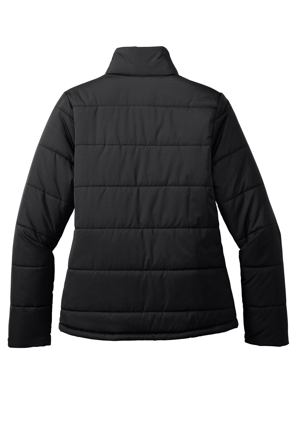 Port Authority L852 Womens Full Zip Puffer Jacket Deep Black Flat Back