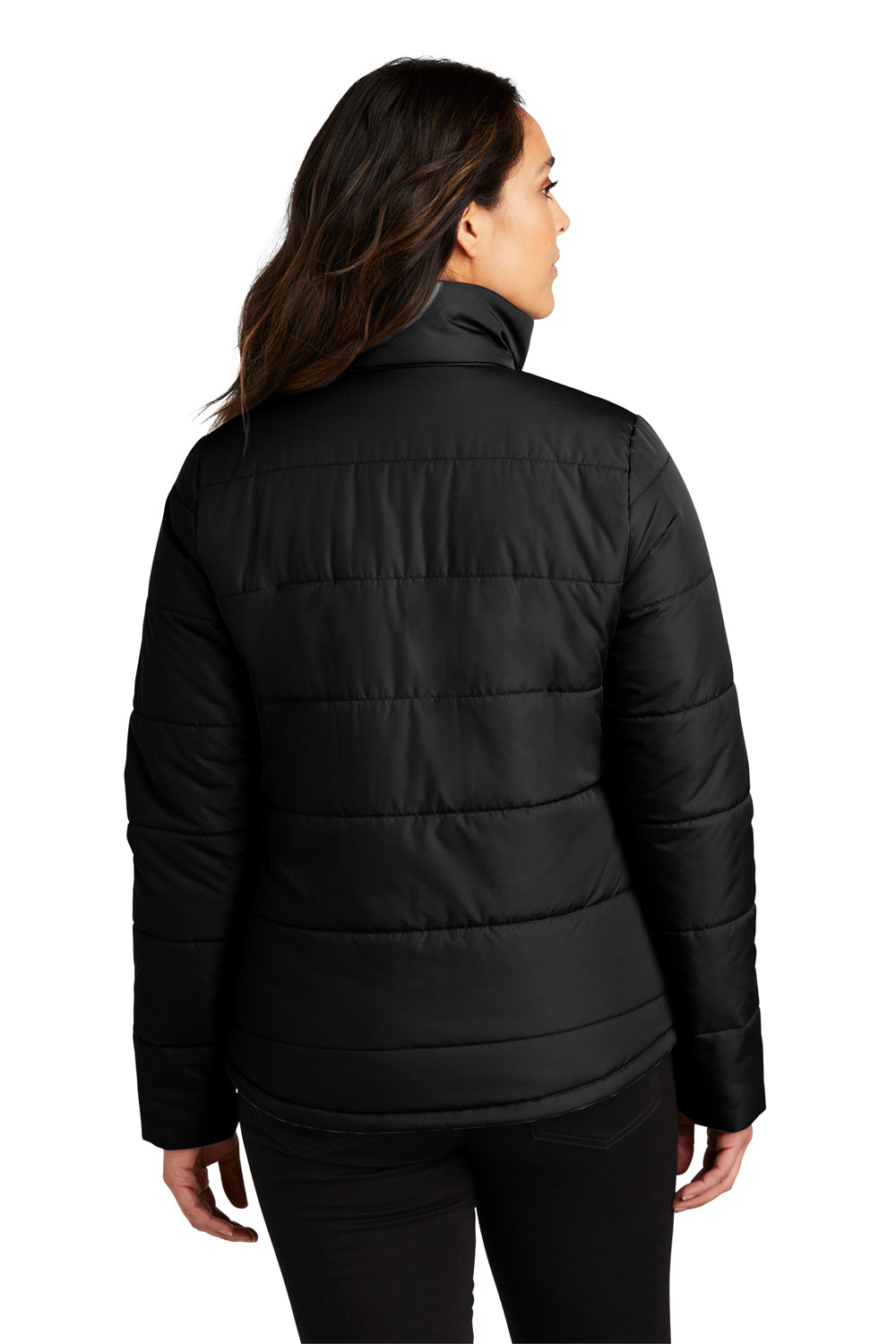 Port Authority L852 Womens Full Zip Puffer Jacket Deep Black Back