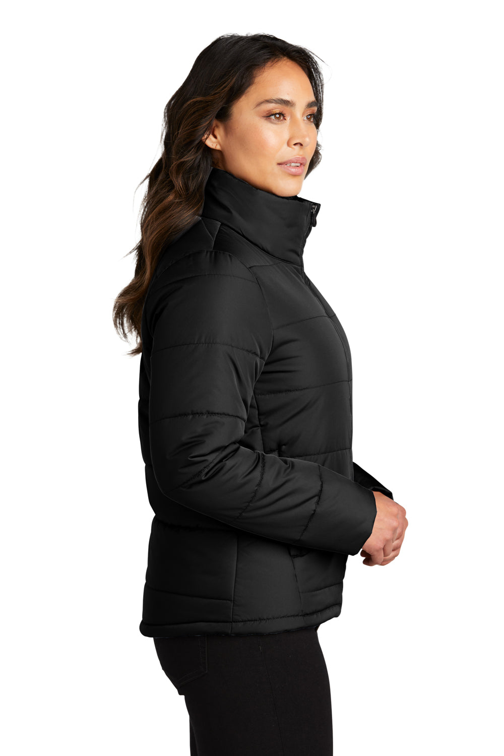 Port Authority L852 Womens Full Zip Puffer Jacket Deep Black Side
