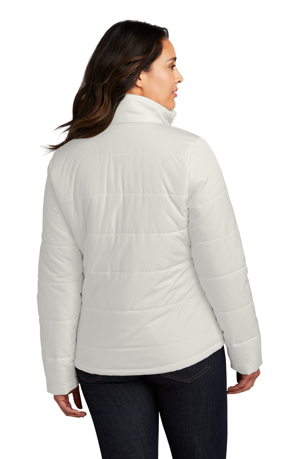 Port Authority L852 Womens Full Zip Puffer Jacket Marshmallow White Back