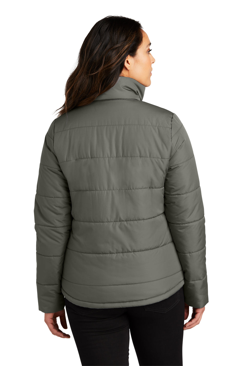 Port Authority L852 Womens Full Zip Puffer Jacket Shadow Grey Back