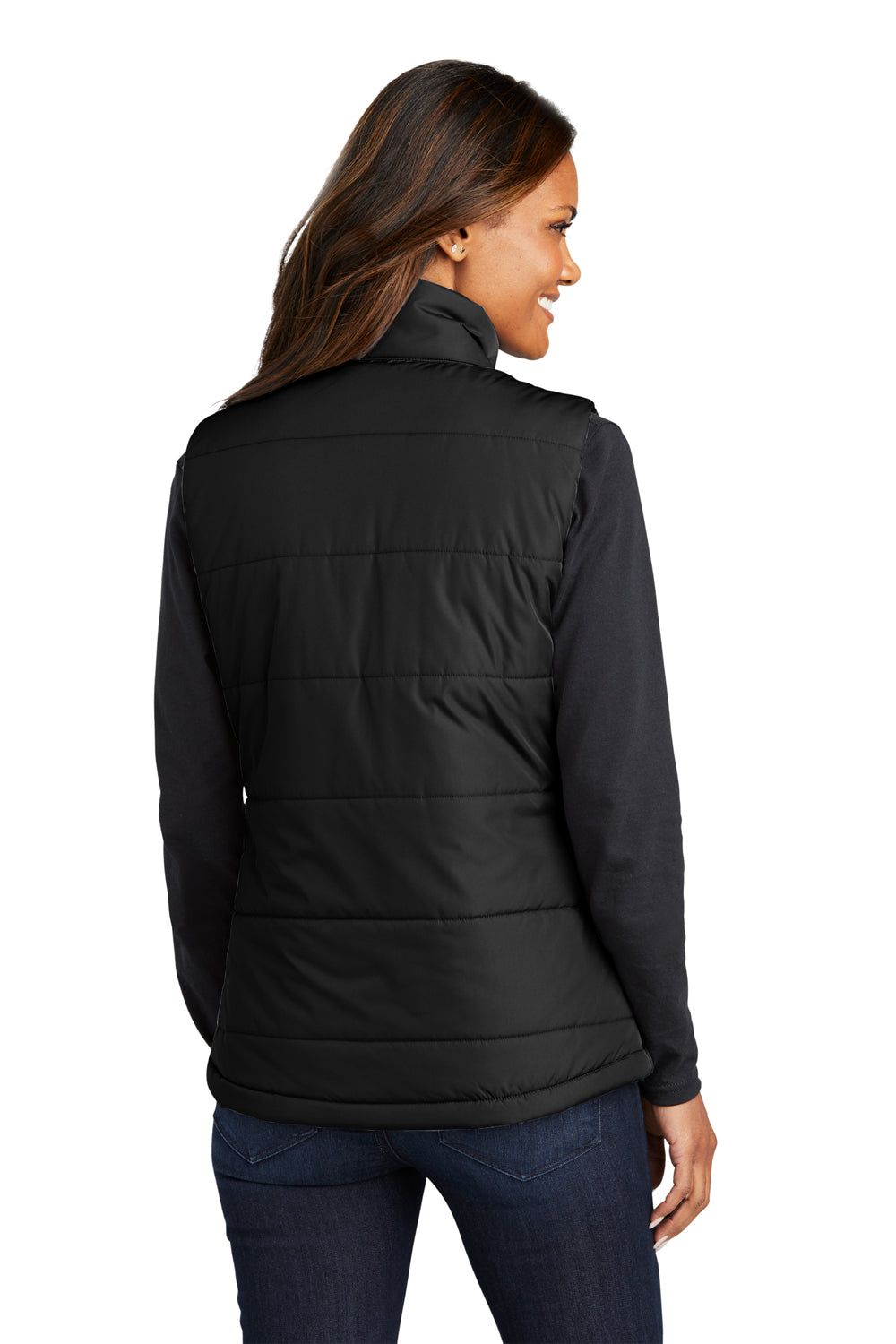 Port Authority L853 Womens Full Zip Puffer Vest Deep Black Back