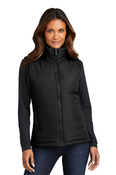 Port Authority L853 Womens Full Zip Puffer Vest Deep Black Front