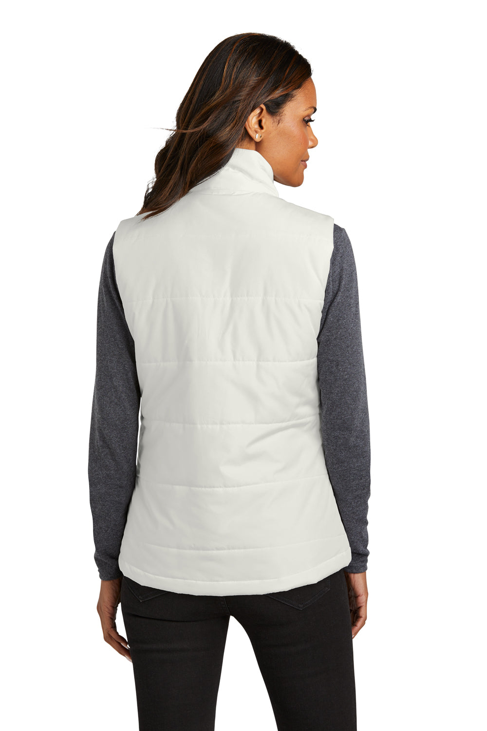 Port Authority L853 Womens Full Zip Puffer Vest Marshmallow White Back