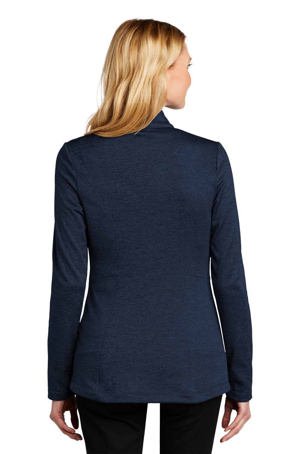 Port Authority Womens Collective Striated Full Zip Fleece Jacket Heather River Navy Blue Side